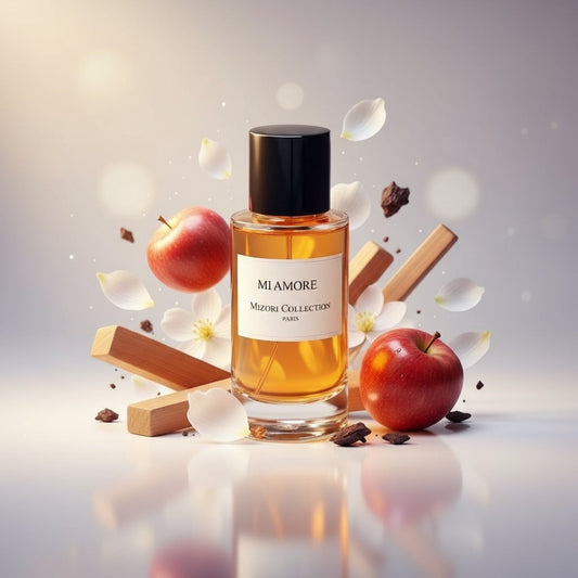 Mizori Collection Mi Amore 50ml Eau de Parfum bottle on white background – romantic fruity floral fragrance unisex best seller