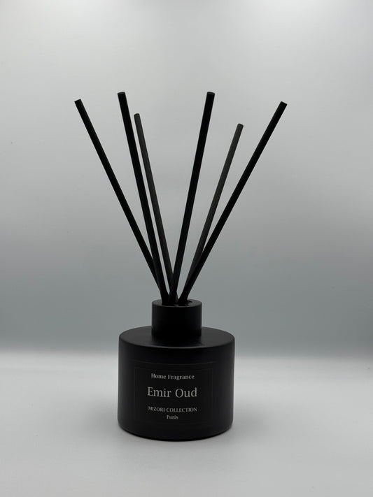 Mizori Collection Paris Emir Oud home fragrance sticks, elegant diffuser adding rich, warm oud scent to your living space