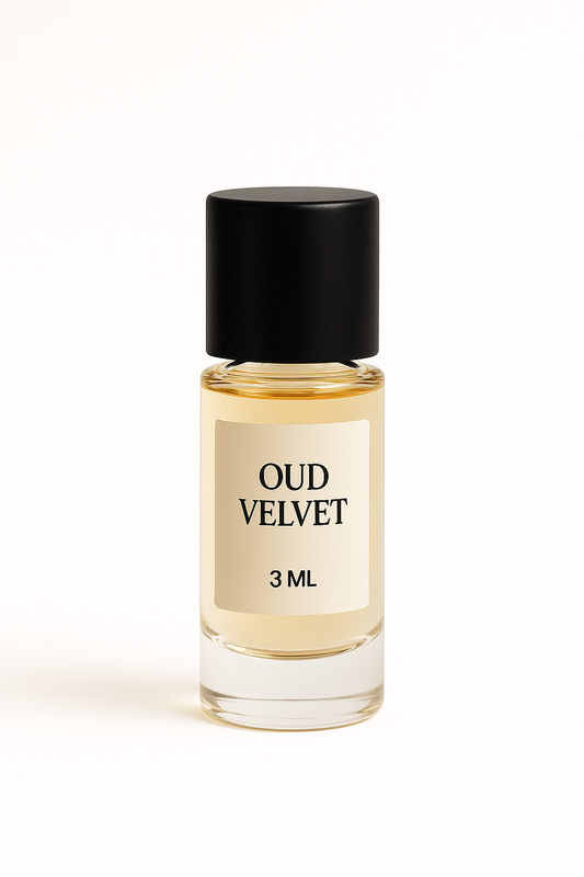Oud Velvet 3ml sample plastic tester – Mizori Collection unisex perfume.
