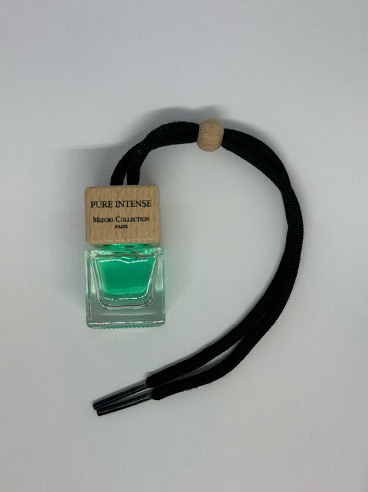 Mizori Collection Paris Pure Intense car perfume with hanging cord, luxury automotive fragrance for a fresh, long-lasting scent