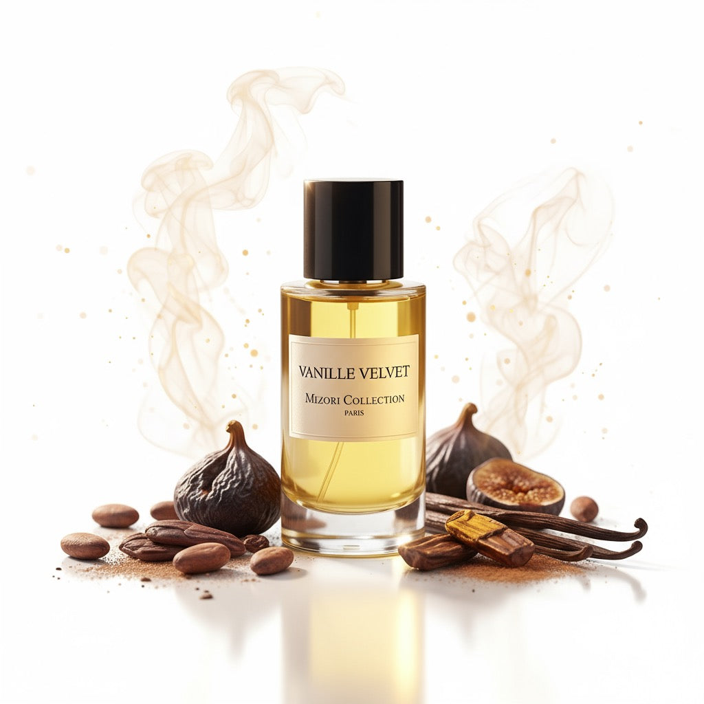 Mizori Collection Vanille Velvet 50ml Eau de Parfum bottle on white background – smooth vanilla gourmand fragranc