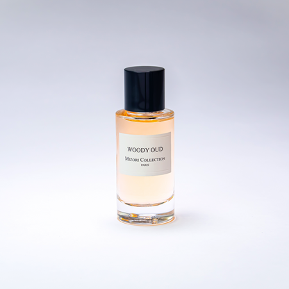 Mizori Collection Woody Oud 50ML Eau De Parfum – Rich, unisex fragrance blending deep oud, rose, jasmine, amber, and musk for a sophisticated, long-lasting scent