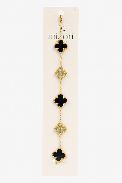 Mizori Jewelry stainless steel black & gold clover bracelet with 13mm chain