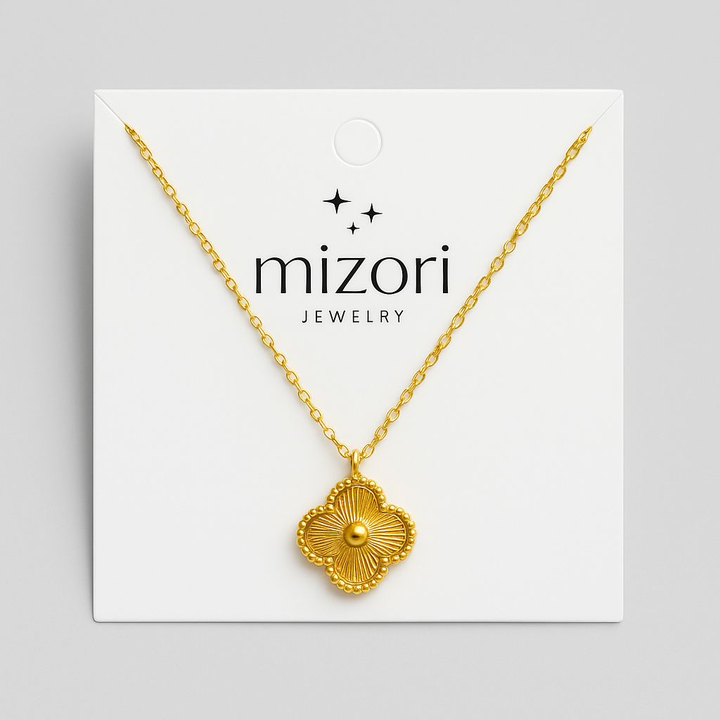 mizori_jewelry_stainless_steel_gold_clover_13mm_necklace_water_resistant