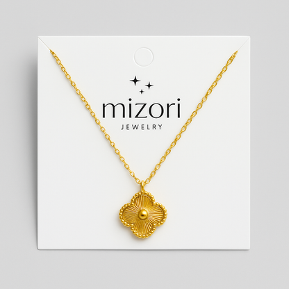 mizori_jewelry_stainless_steel_gold_clover_13mm_necklace_water_resistant