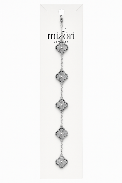 Mizori Jewelry stainless steel silver 13mm clover bracelet elegant water resistant fashion jewelry