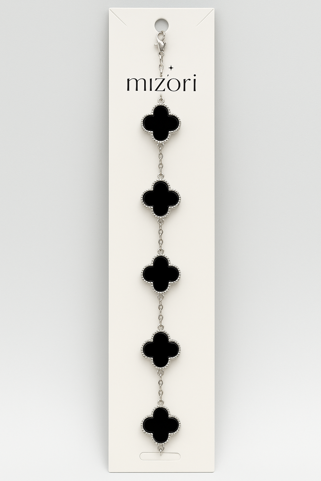 Clover Bracelet - Black & Silver - Mizori Jewelry