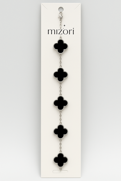 Clover Bracelet - Black & Silver - Mizori Jewelry