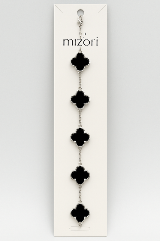 Clover Bracelet - Black & Silver - Mizori Jewelry