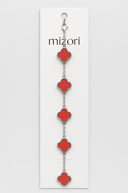 Mizori Jewelry stainless steel silver pink clover bracelet 13mm elegant water resistant fashion jewelry