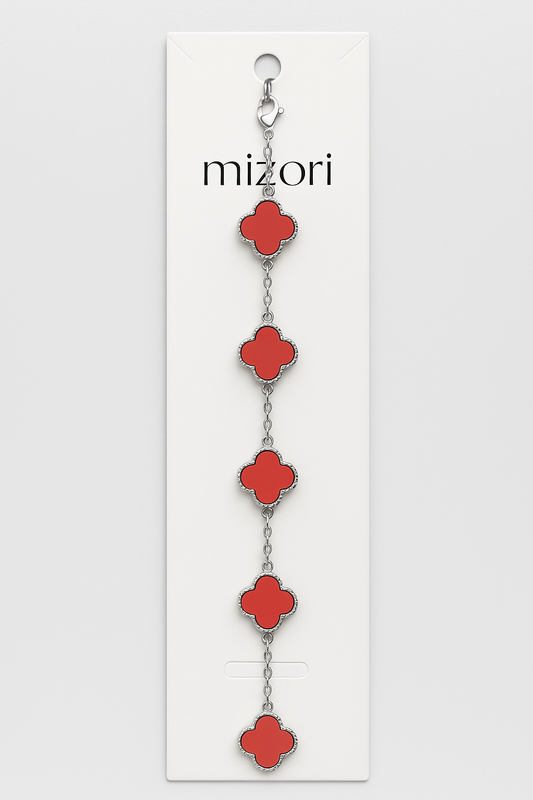 Mizori Jewelry stainless steel silver pink clover bracelet 13mm elegant water resistant fashion jewelry