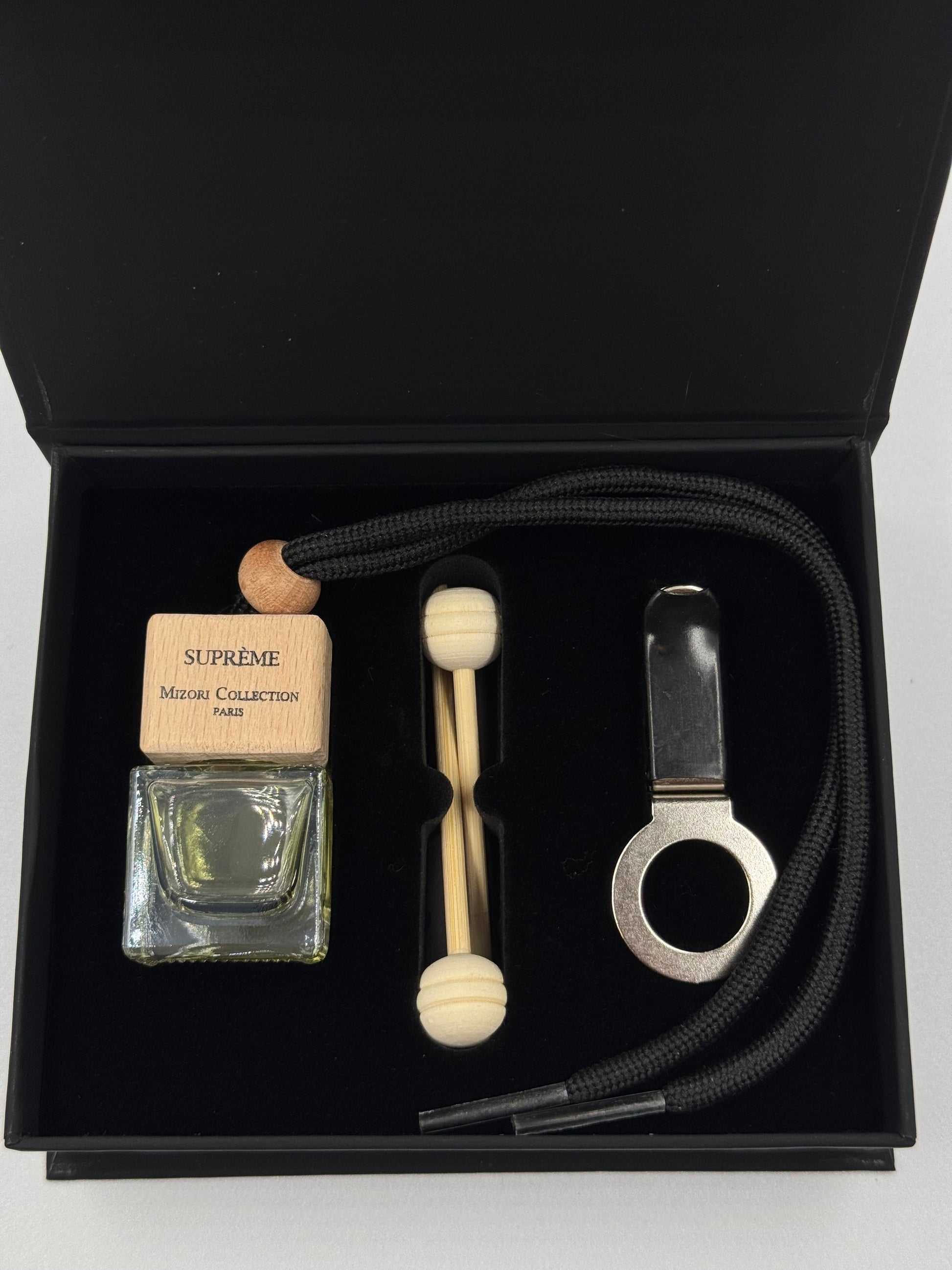 Supreme Mizori Collection Paris 6ml car perfume in a box with fragrance sticks, luxury automotive air freshener