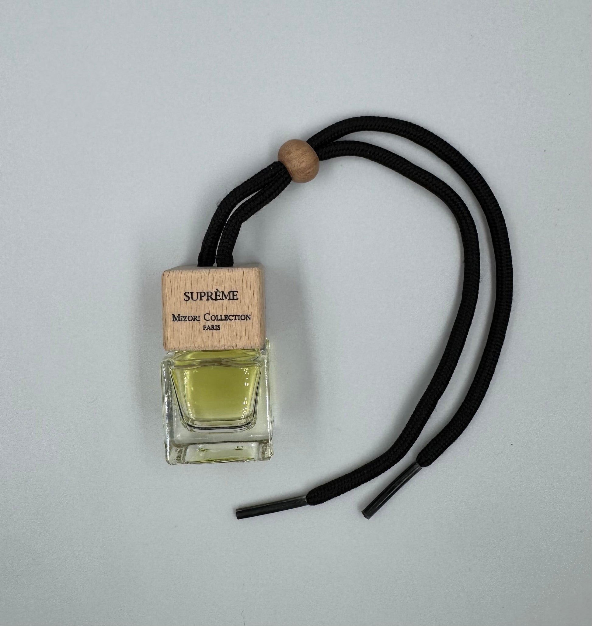Supreme Mizori Collection Paris 6ml car perfume with hanging cord, luxury automotive fragrance diffuser