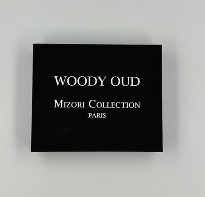 Woody Oud Mizori Collection Paris 6ml car perfume in elegant box packaging, luxury long-lasting vehicle air freshener